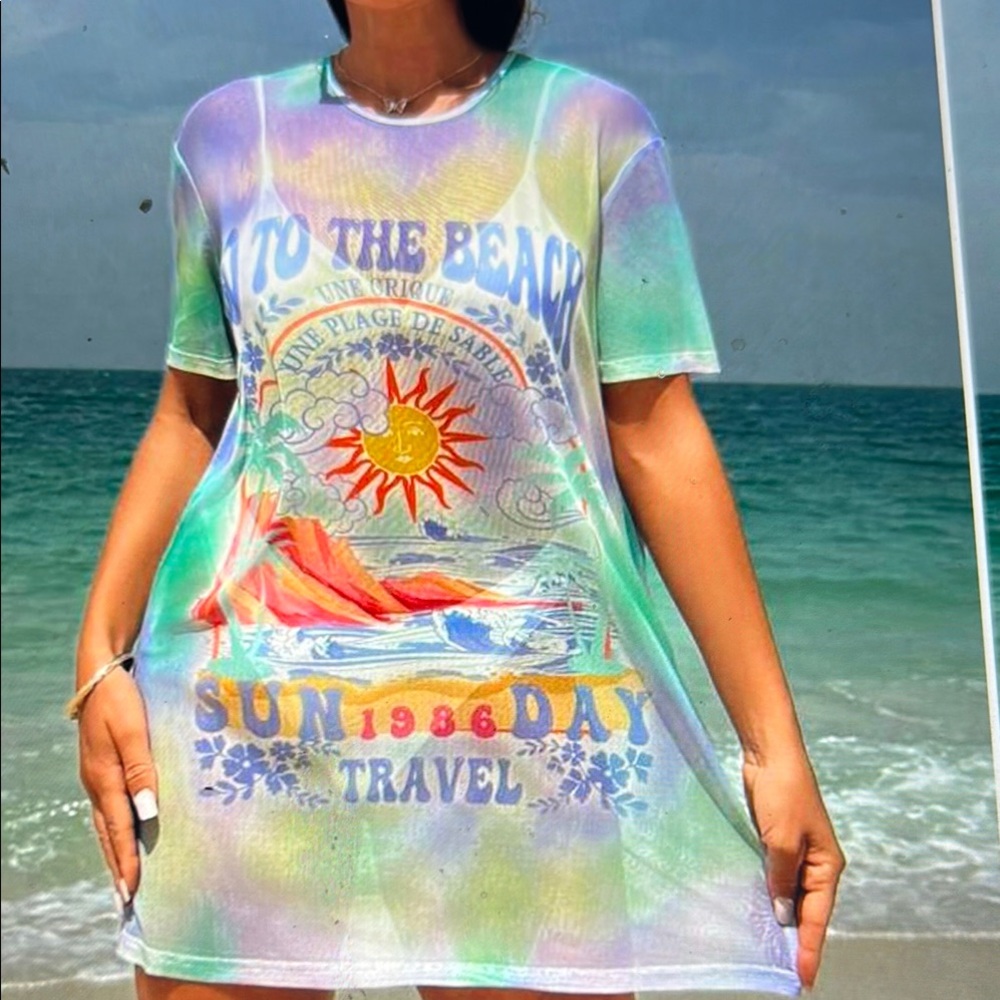 059. Green and Purple Oversized Graphic Tee